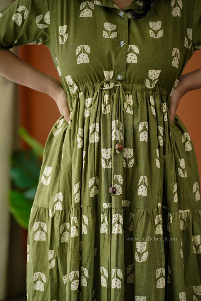 Augusta OliveGreen Cotton Shirt Dress