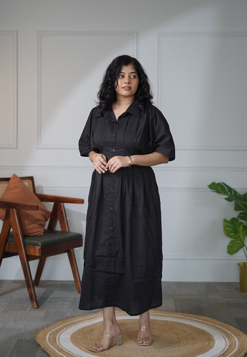 Elira PitchBlack Cotton Dress