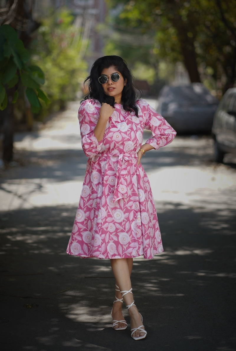 Moana Blush Cotton Aline Dress