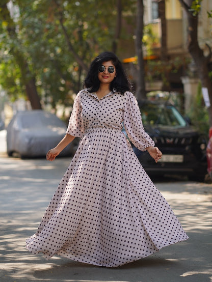 Cream Georgette Skirt Dress image 2