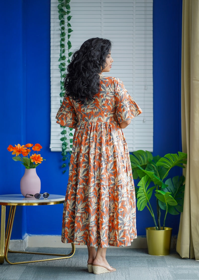 Maroba Rust Orange CottonTier Dress