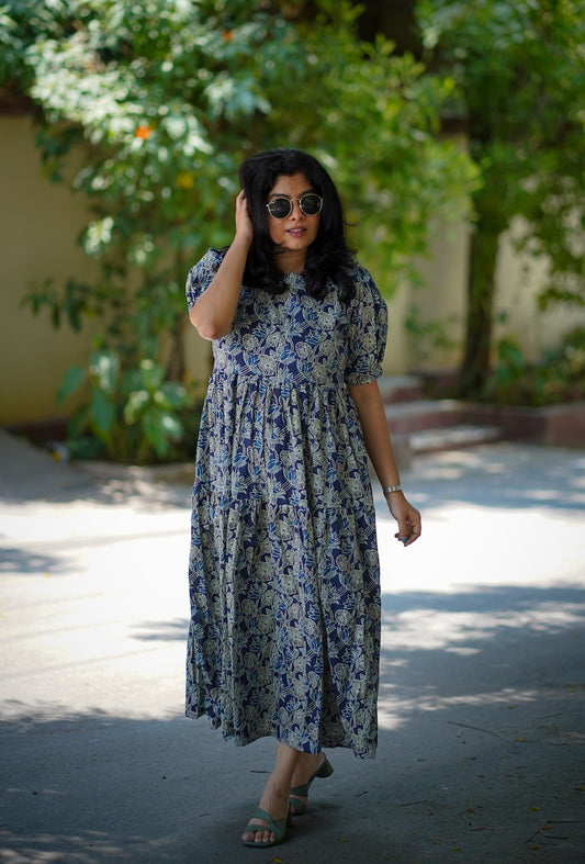 Chelsea Indigo Cotton Tier Dress image 0