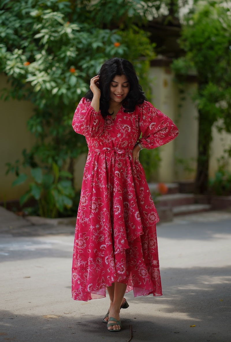 Bloom Magenta Georgette Dress (Copy)