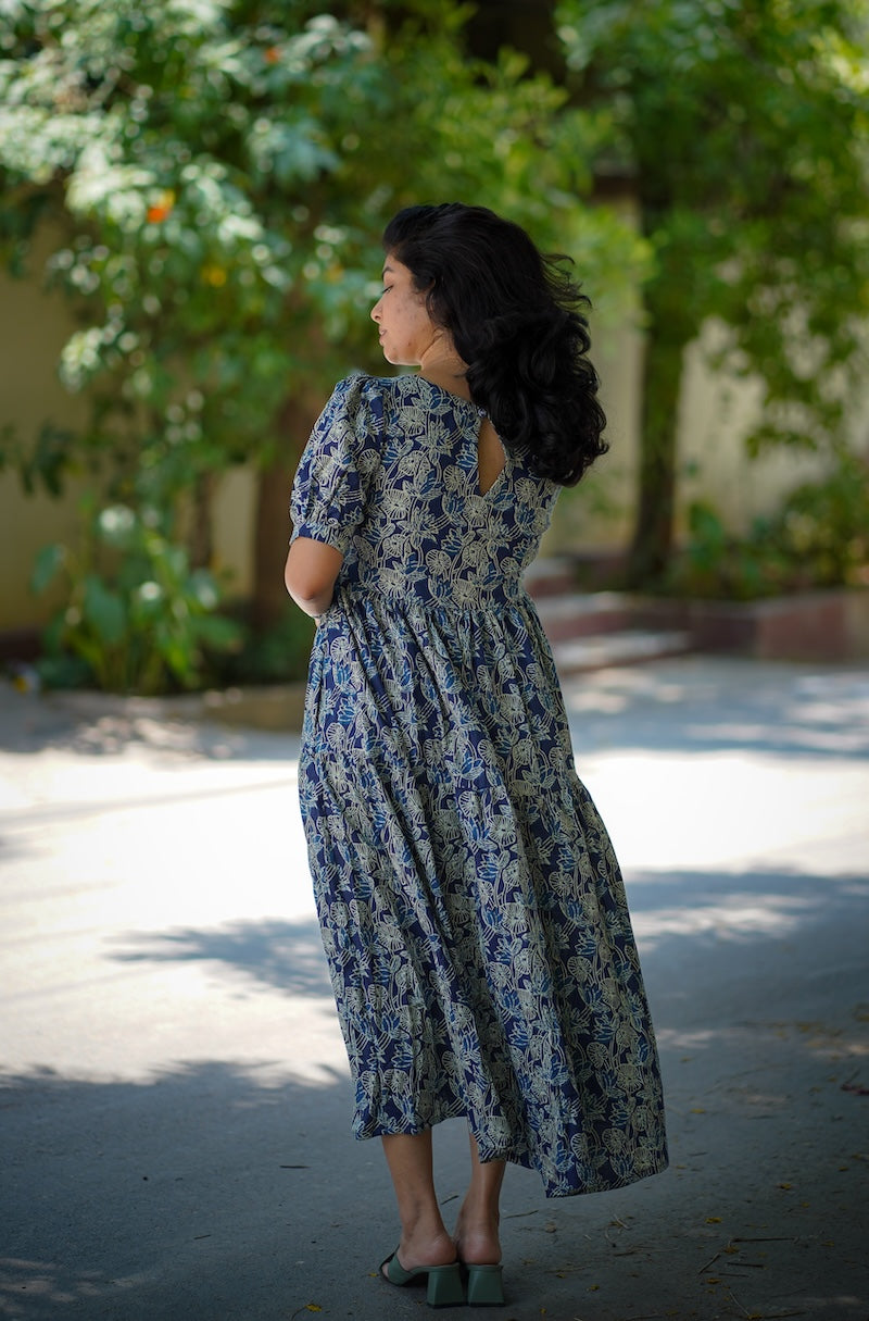 Chelsea Indigo Cotton Tier Dress image 6
