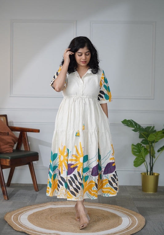 Elira Creamy White Cotton Dress