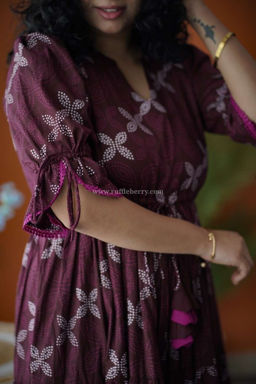 Augusta Wine Cotton Tier Dress