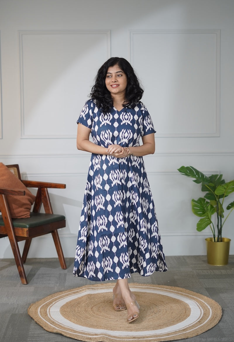 Elira NavyBlue Cotton Dress