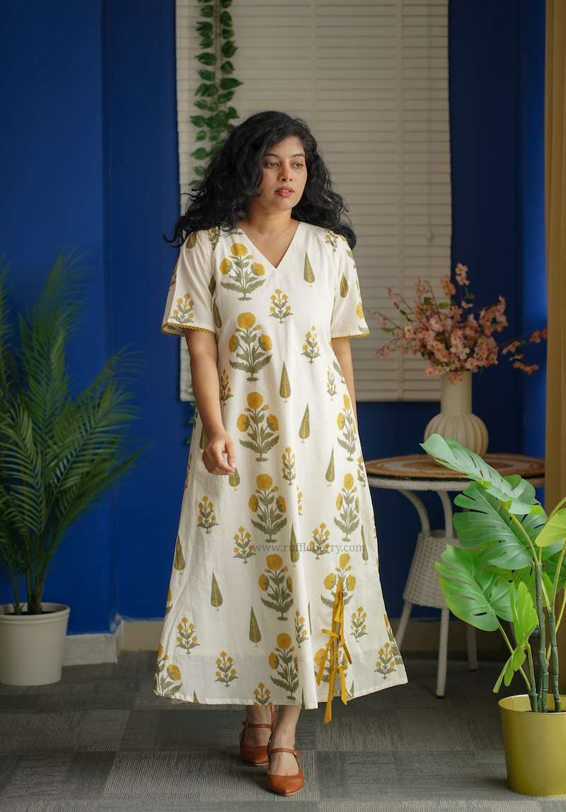 Augusta White Floral Aline Cotton Dress image 3