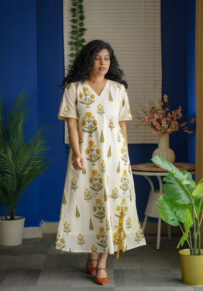 Augusta White Floral Aline Cotton Dress image 3