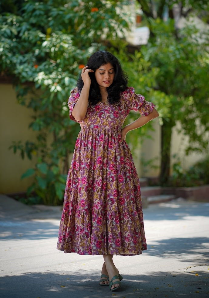 Chelsea Raspberry Cotton Tier Dress image 1