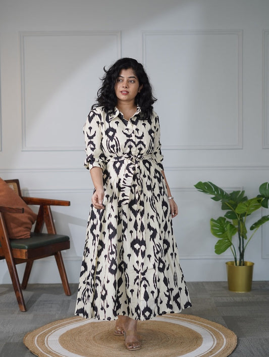 Elira Abstract Cotton Shirt Dress