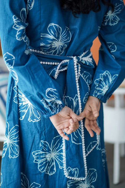 Maroba Teal Blue Cotton Aline Dress