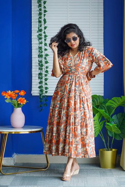 Maroba Rust Orange CottonTier Dress
