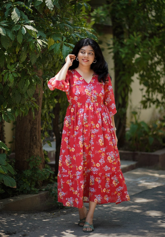 Bloom WarmRed Georgette Dress (Copy)