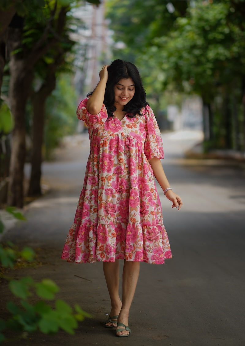 Bloom Roses Georgette Dress