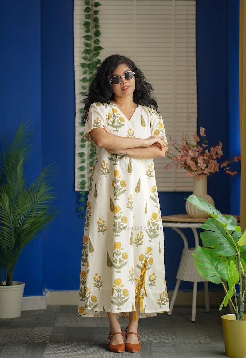 Augusta White Floral Aline Cotton Dress image 5