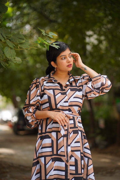 Maple Abstract Georgette Shirt Dress image 3