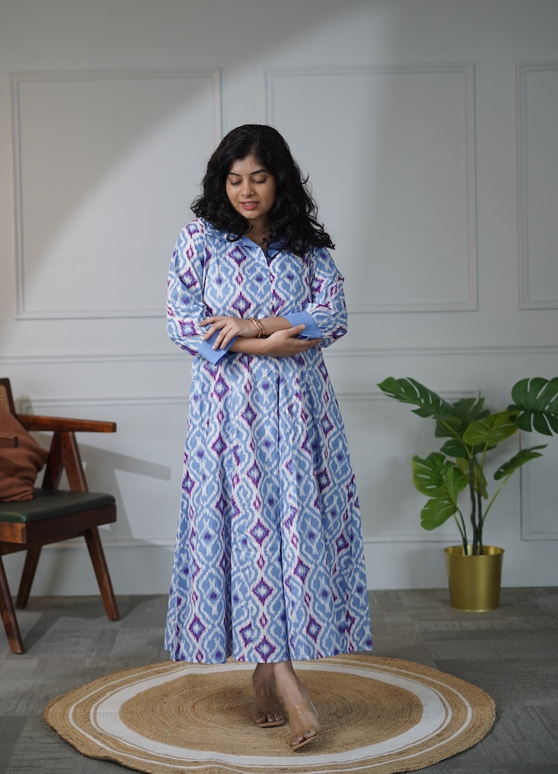 Elira QuiltBlue Cotton Dress