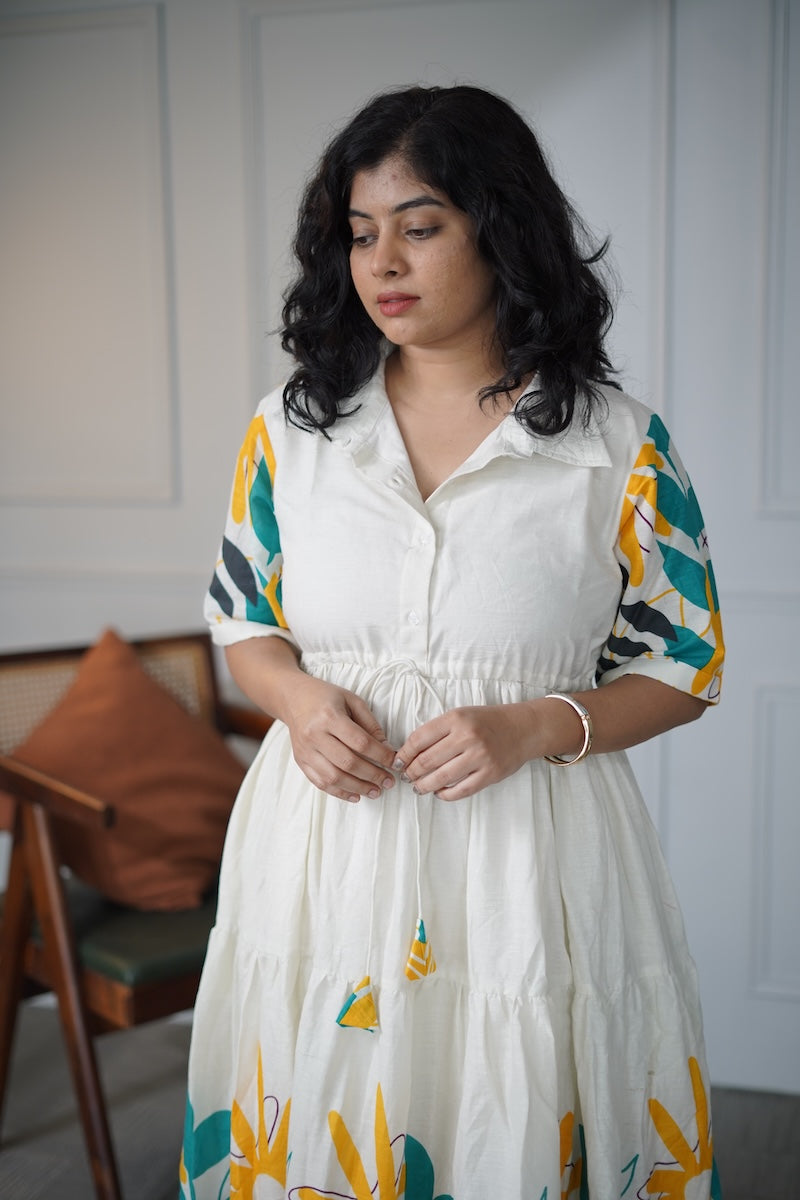 elira creamy white cotton dress