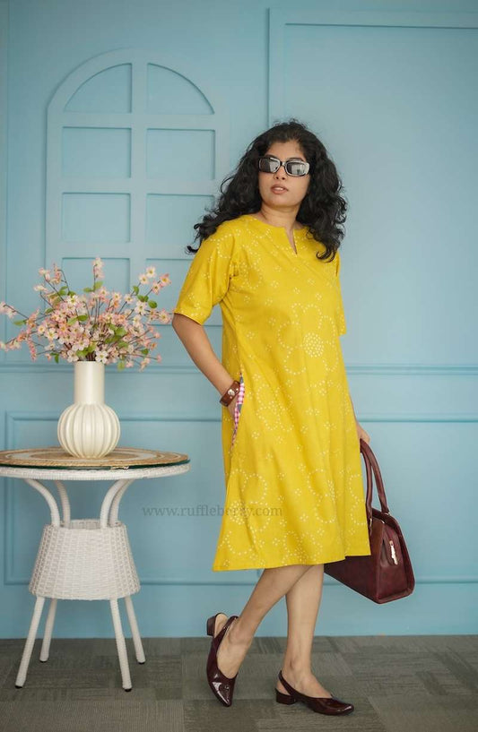 Augusta Yellow Cotton Shift Dress
