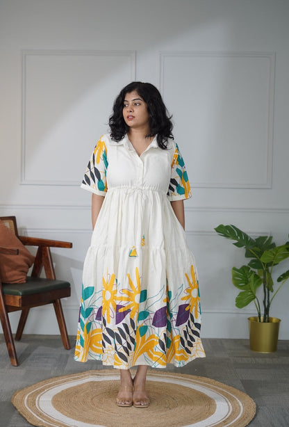 Elira Creamy White Cotton Dress