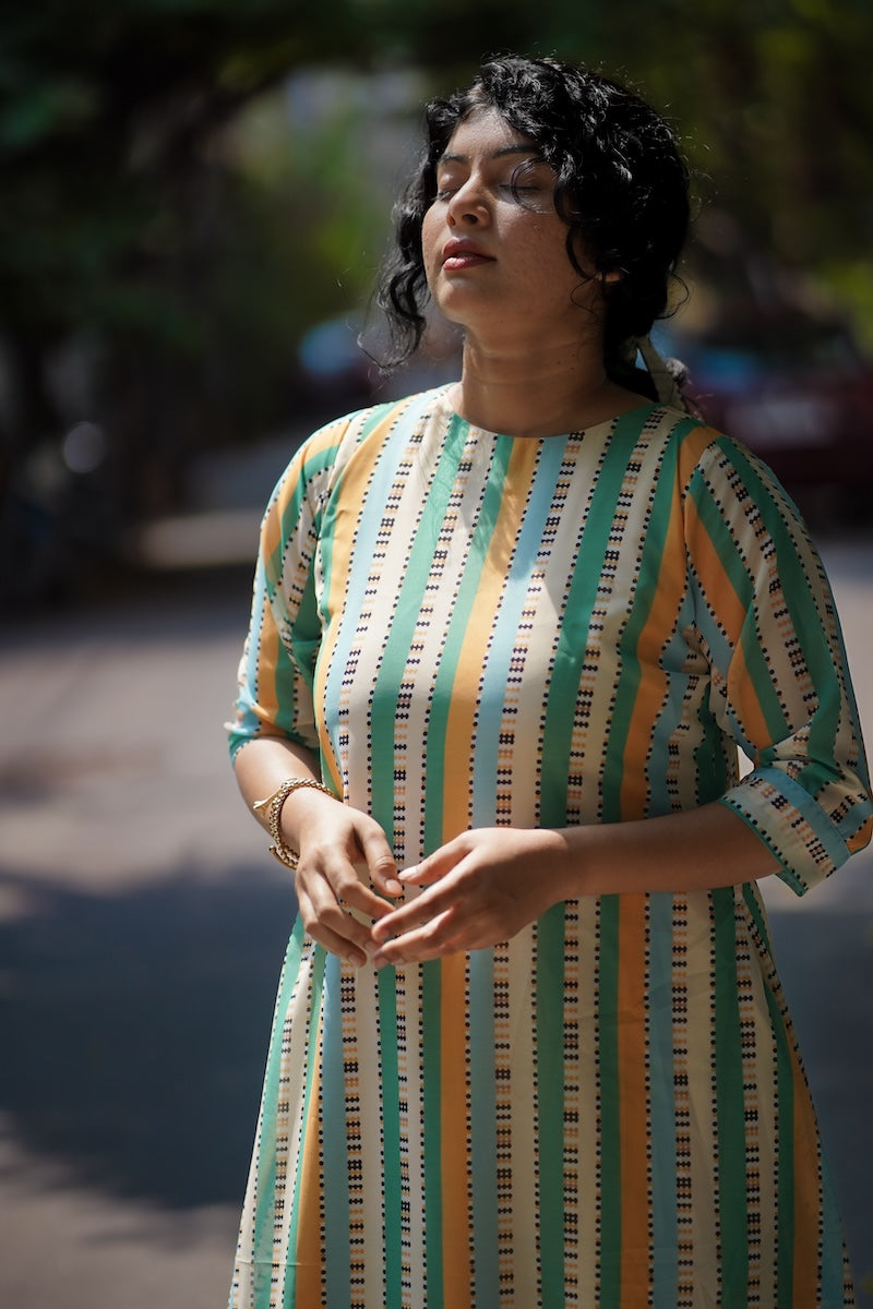 hoyna stripes georgette dress