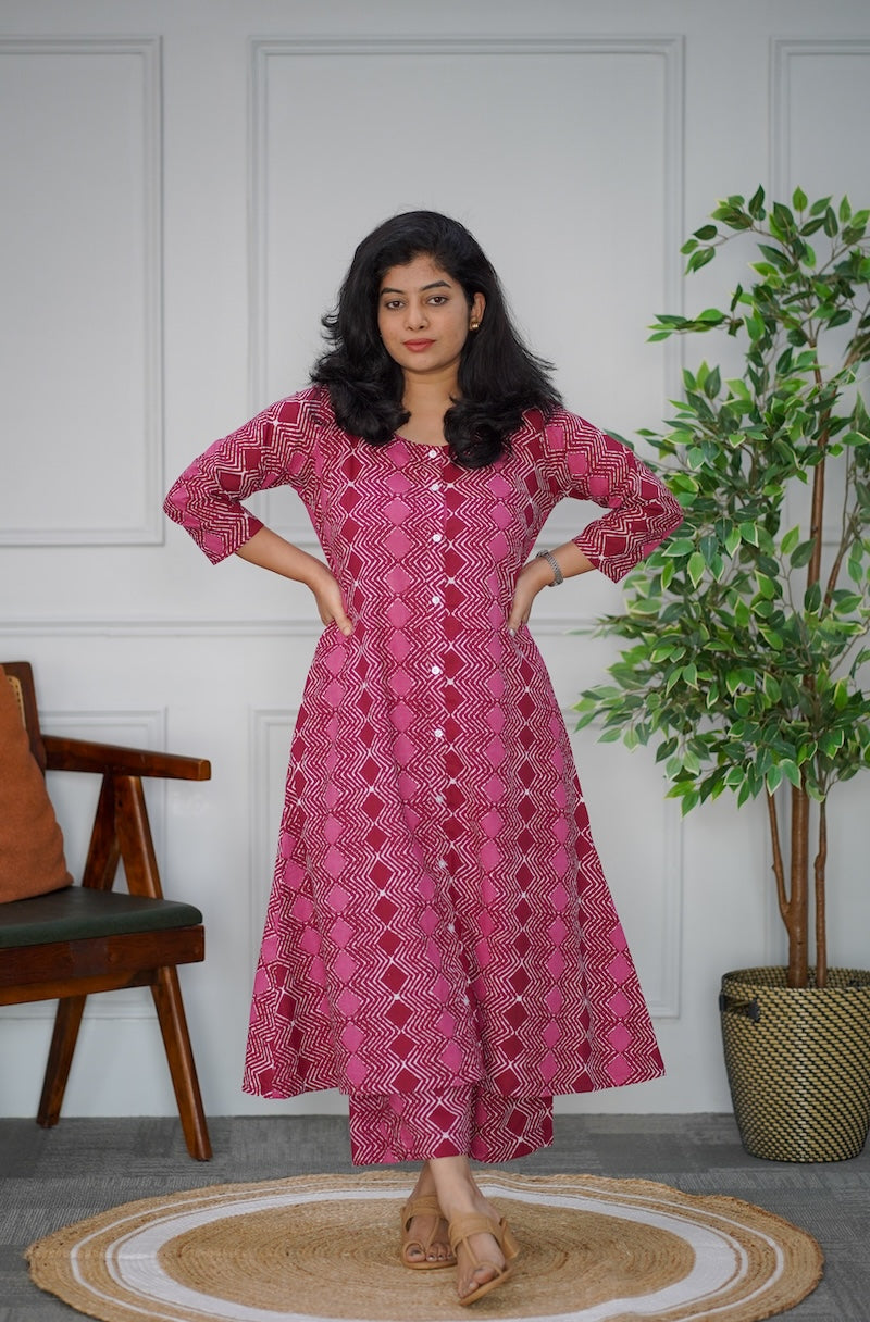 Magenta Cotton Co-ord Set