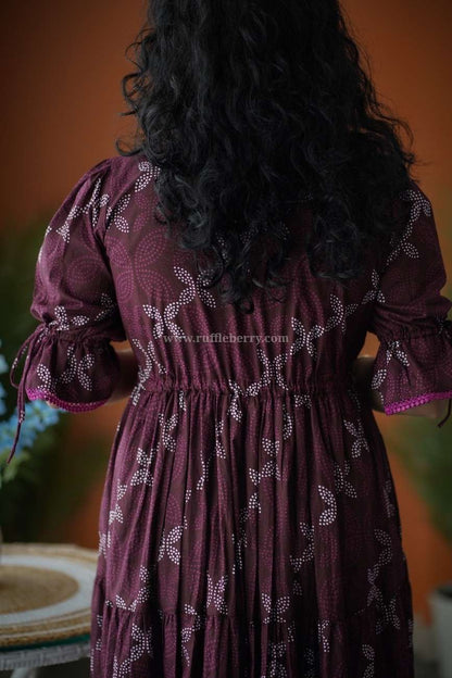 Augusta Wine Cotton Tier Dress
