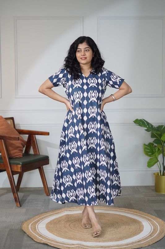 Elira NavyBlue Cotton Dress