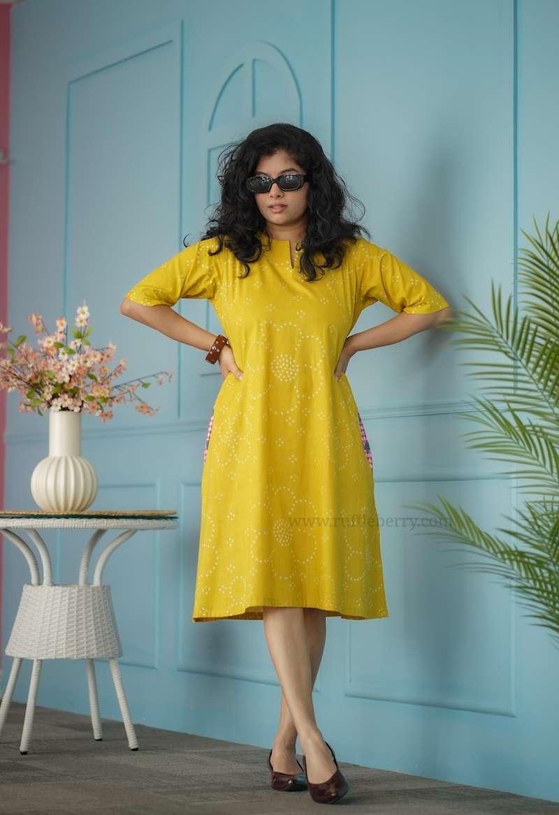 Augusta Yellow Cotton Shift Dress