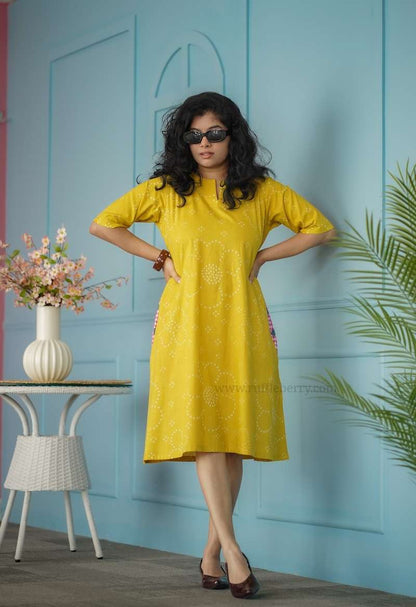 Augusta Yellow Cotton Shift Dress
