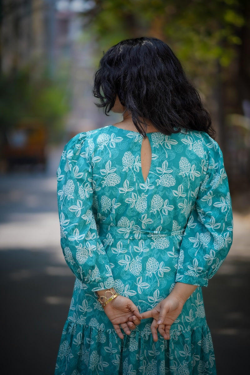 Aina Turquoise Cotton Dress