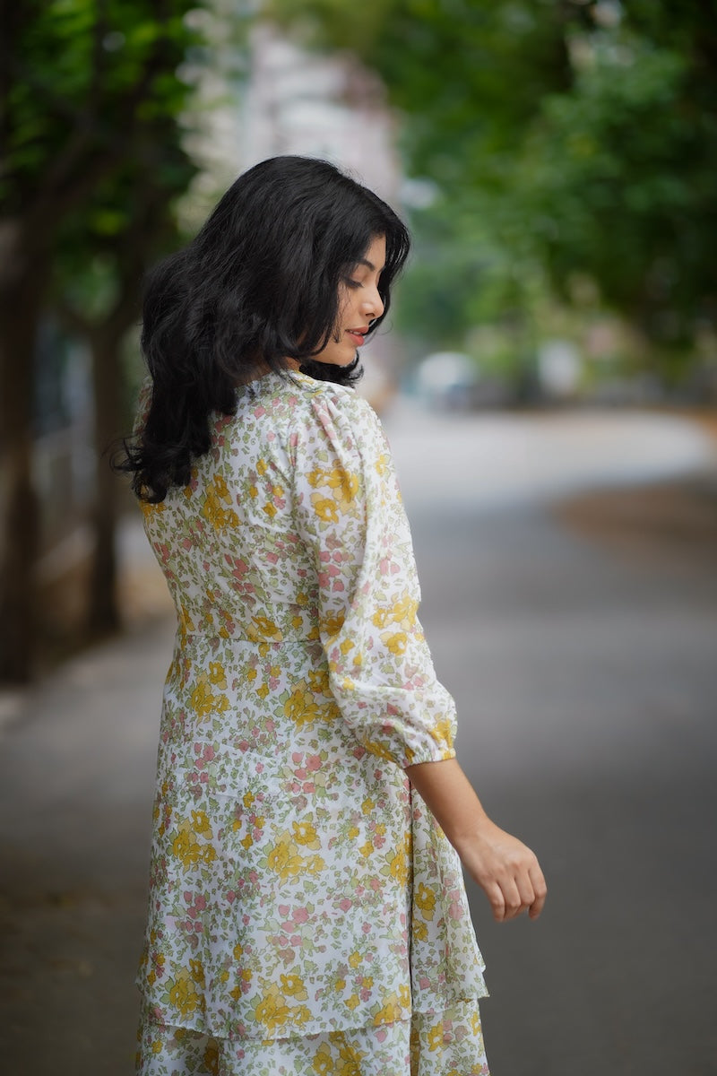 Bloom Chalk Georgette Dress
