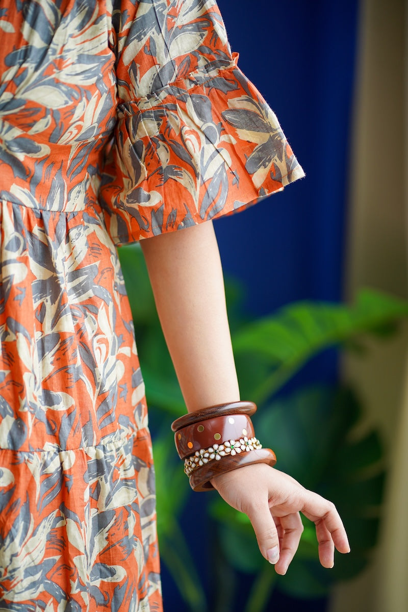 maroba rust orange cottontier dress
