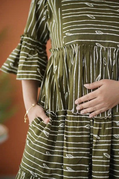 BarB OliveGreen Cotton Dress