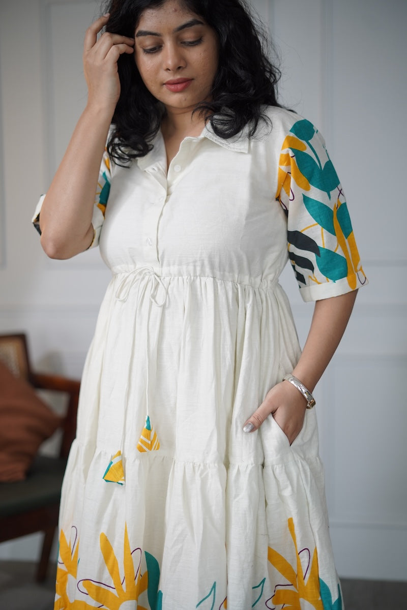 Elira Creamy White Cotton Dress