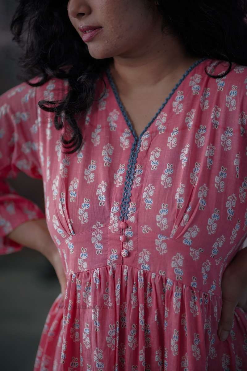 Augusta Salmon Pink Cotton Tier Dress