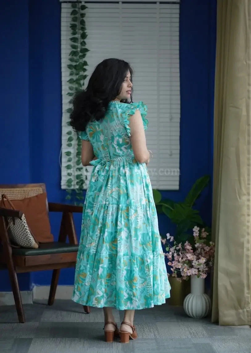 augusta seagreen cotton tier dress