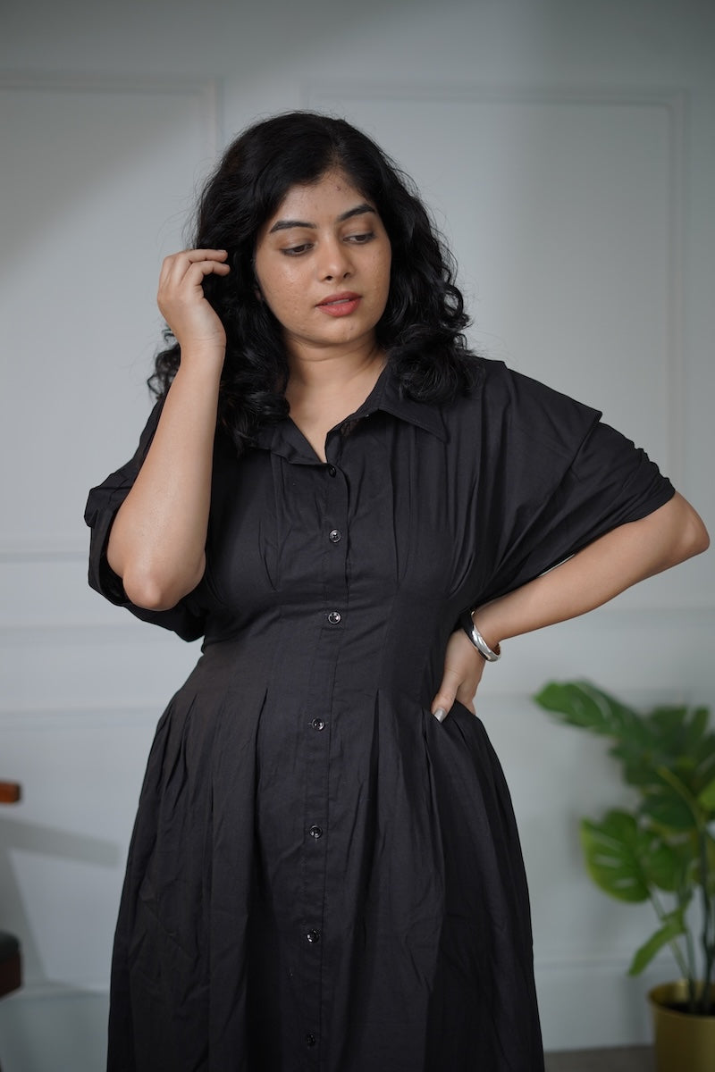 Elira PitchBlack Cotton Dress