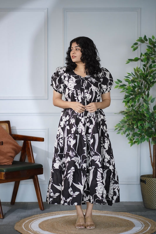 Elira BlackWhite Cotton Dress