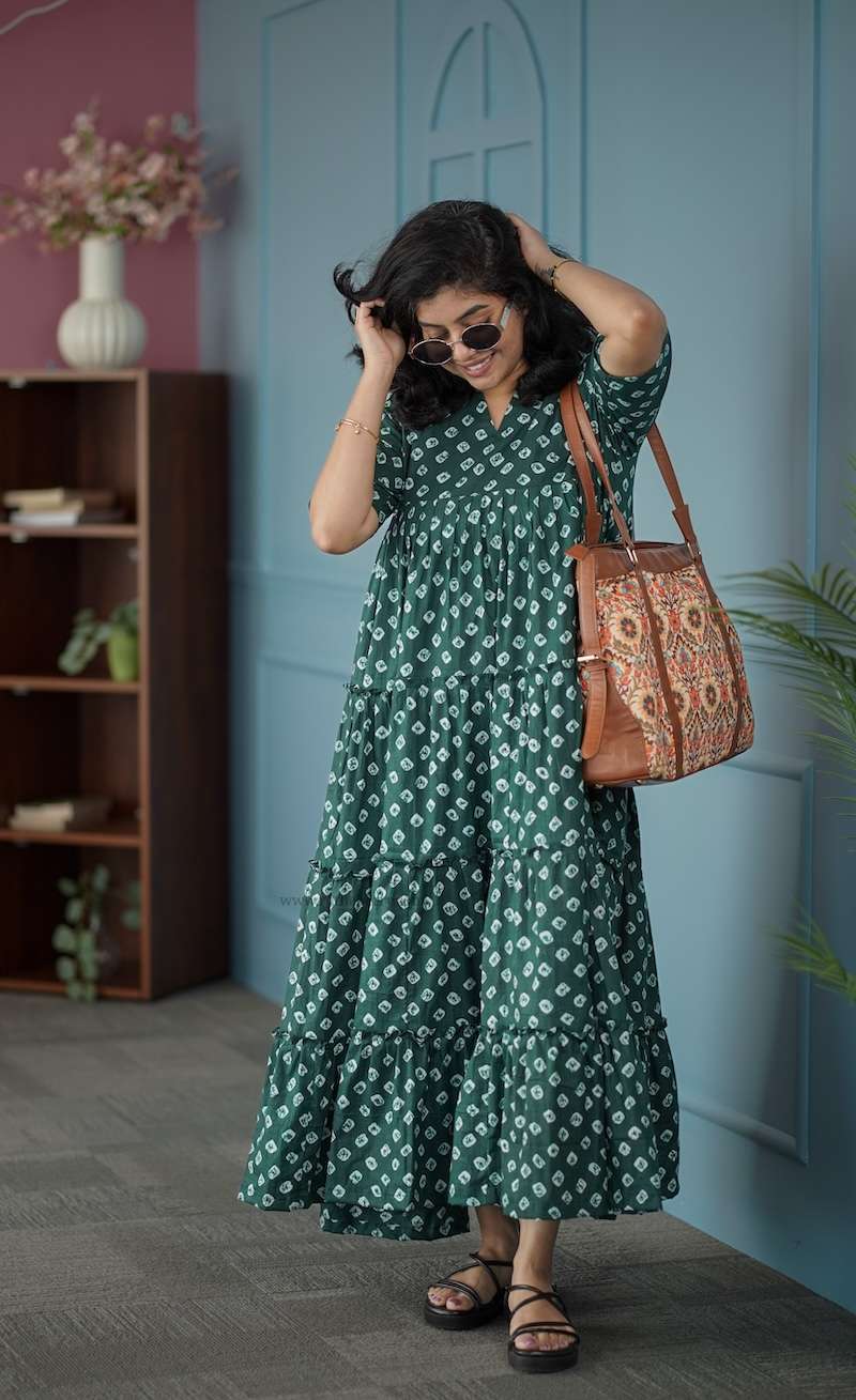 barb bottlegreen cotton dress