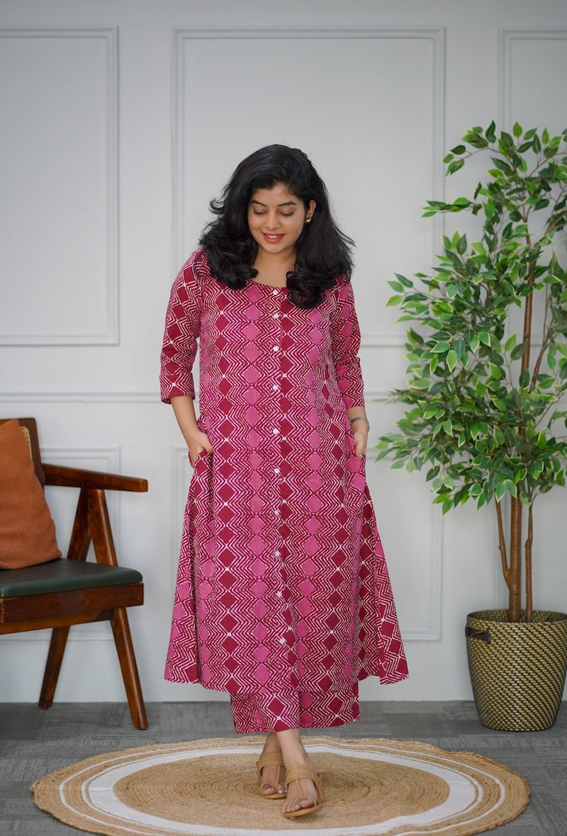 Magenta Cotton Co-ord Set