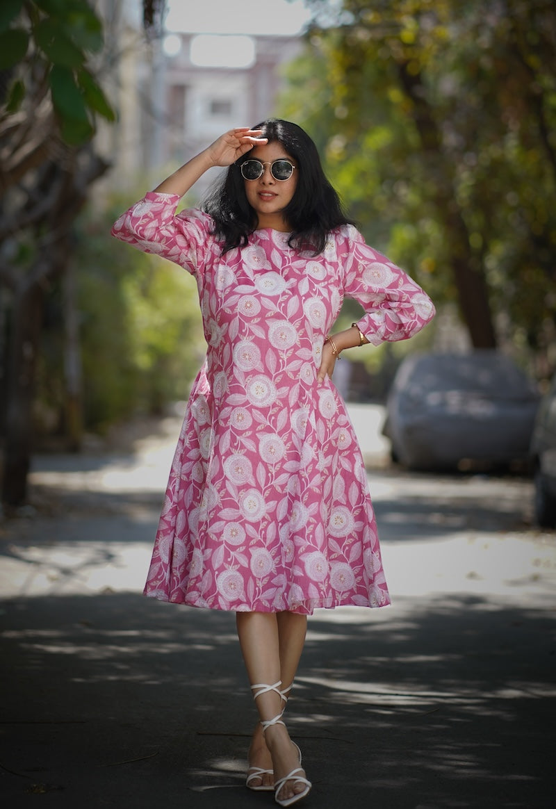 Moana Blush Cotton Aline Dress