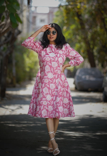 Moana Blush Cotton Aline Dress