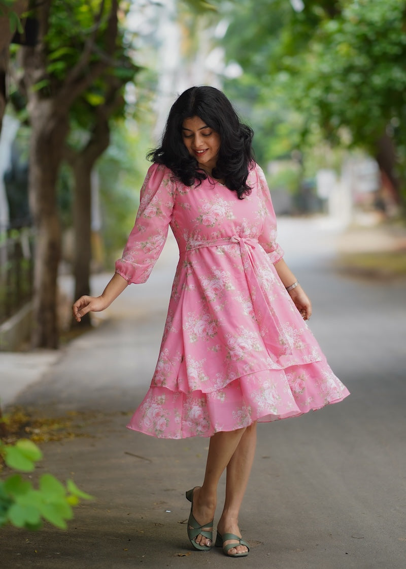Bloom Bubblegum Georgette Dress (Copy)