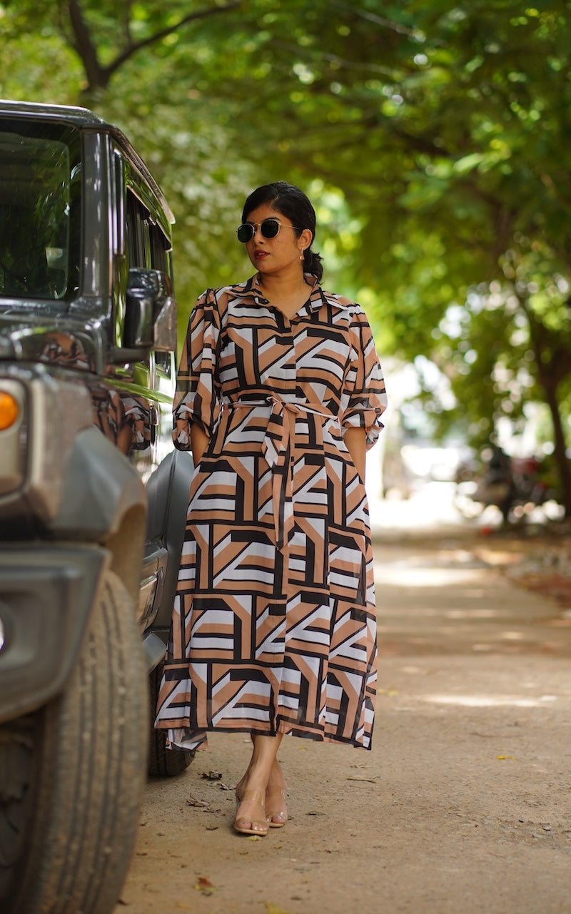 Maple Abstract Georgette Shirt Dress image 1