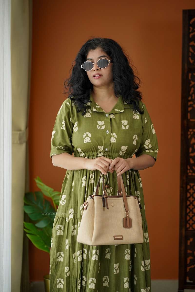 augusta olivegreen cotton shirt dress
