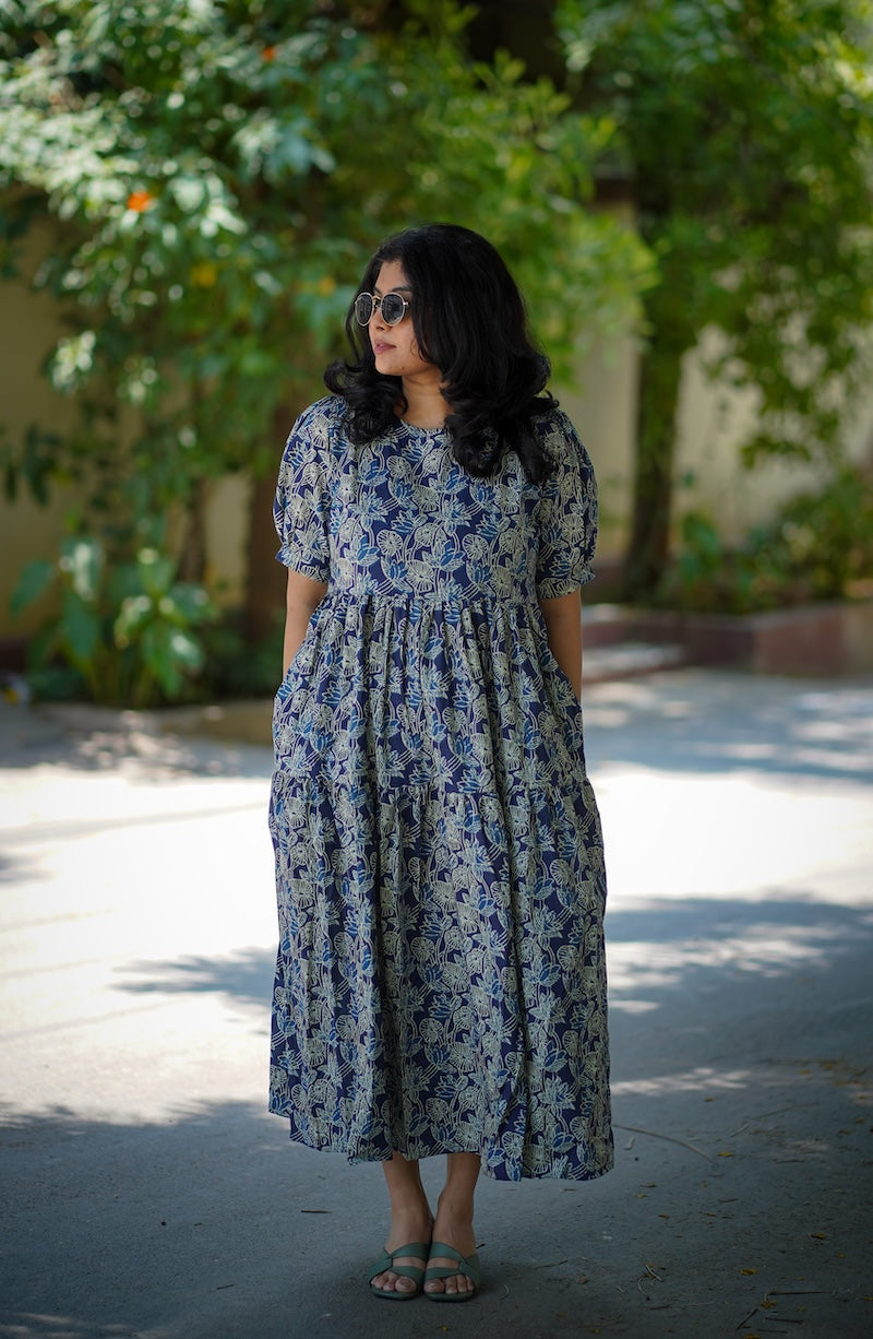 Chelsea Indigo Cotton Tier Dress image 1