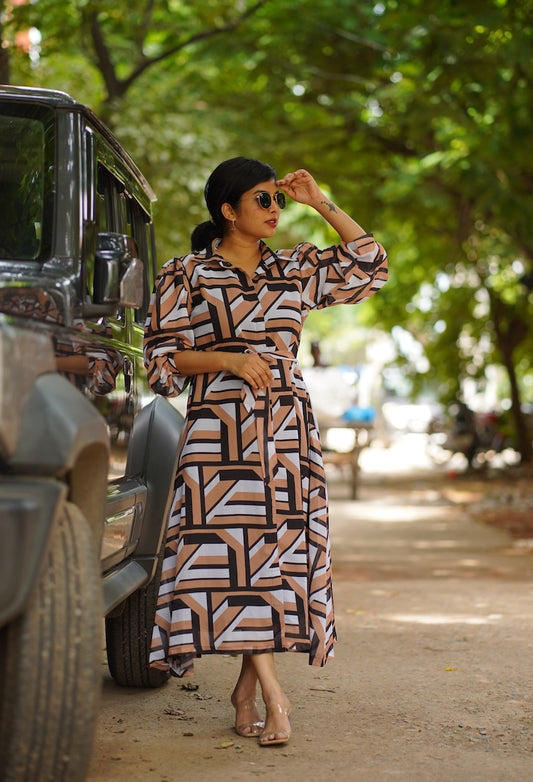 Maple Abstract Georgette Shirt Dress image 0