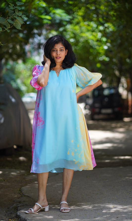 Poppy Multicolour Georgette Dress image 0